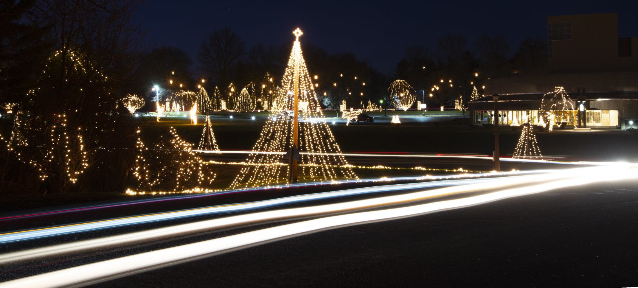 Way of Lights holiday light display at the National Shrine of Our Lady of the Snows